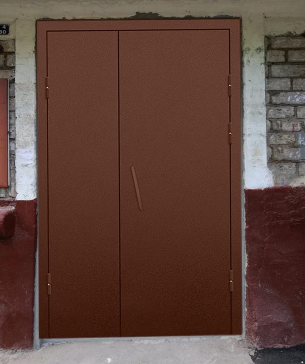 Антивандальная подъездная дверь с порошковым покрытием “Шагрень” RAL 8011 Орехово-коричневый