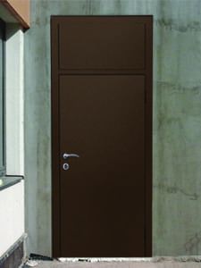 Металлическая дверь с фрамугой, окрашенная нитроэмалью